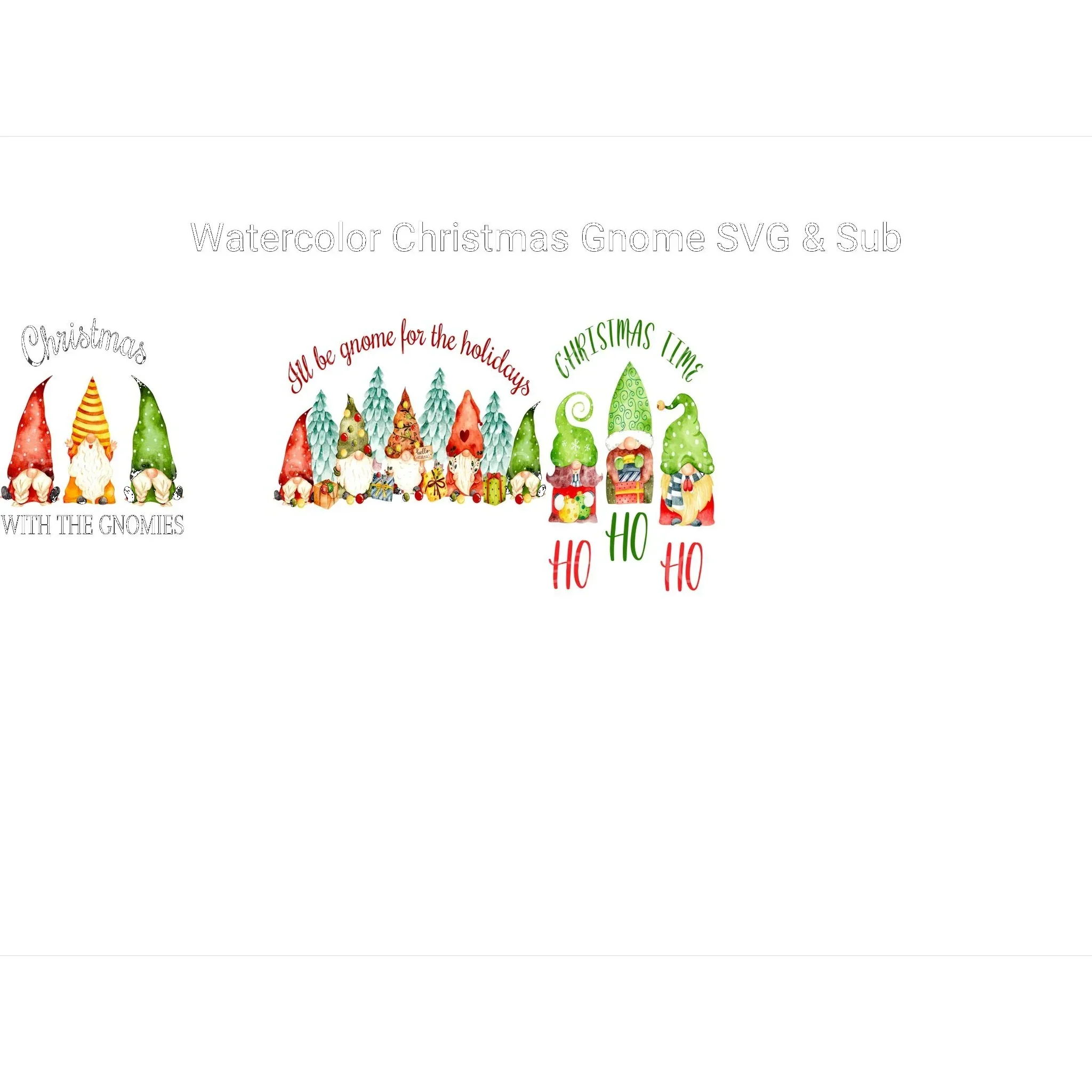 Watercolor Christmas Gnome SVG - Image 2