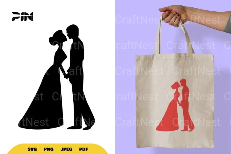 Wedding Couple Silhouette Clipart Bundle