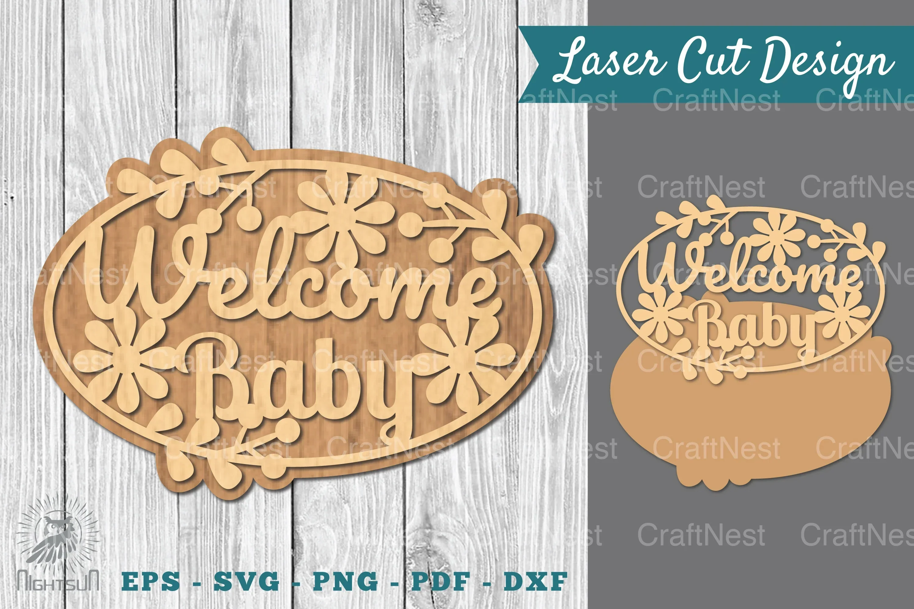 Welcome Baby Laser Cut Sign Clipart Bundle