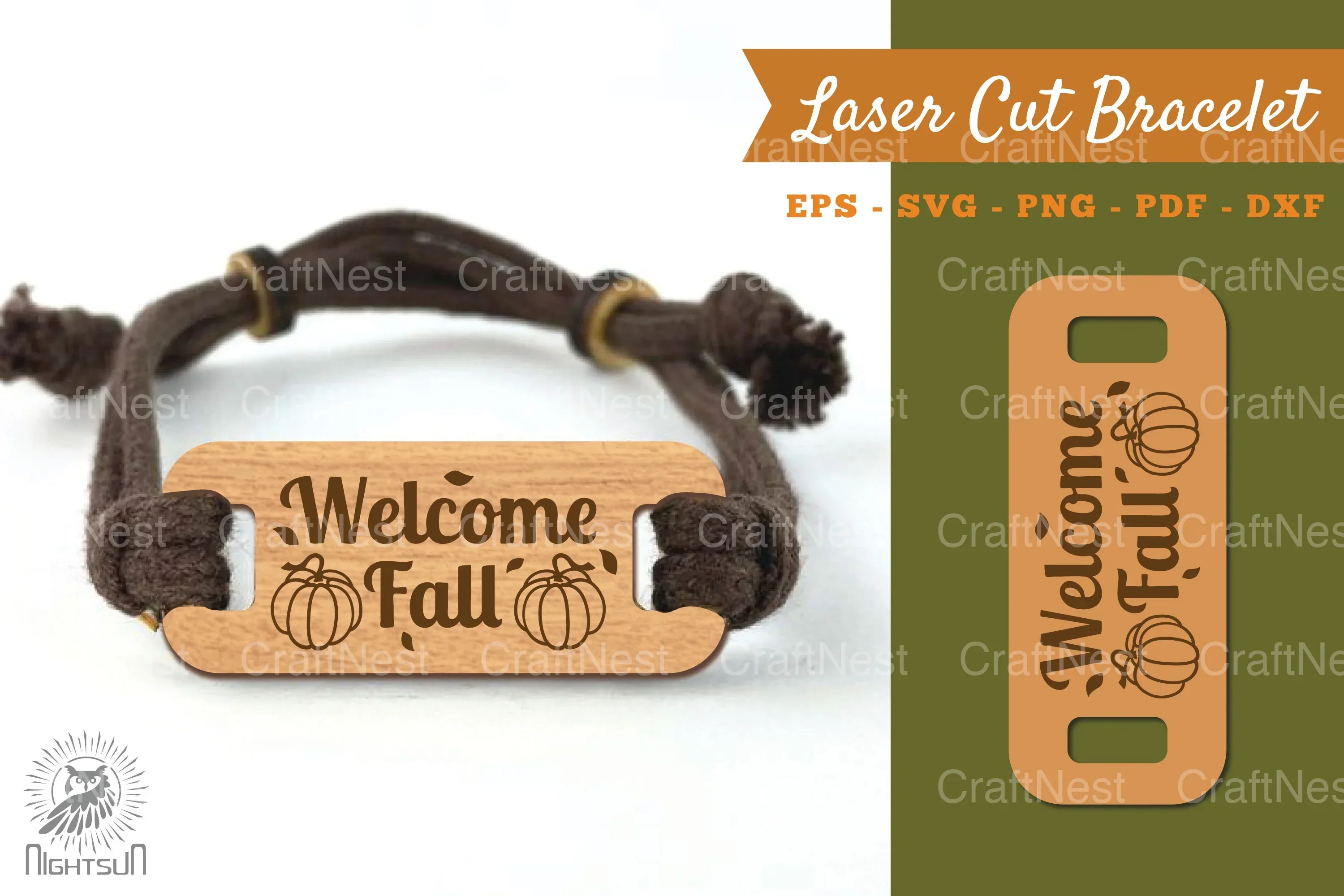 Welcome Fall Laser Cut Bracelet SVG Design Bundle