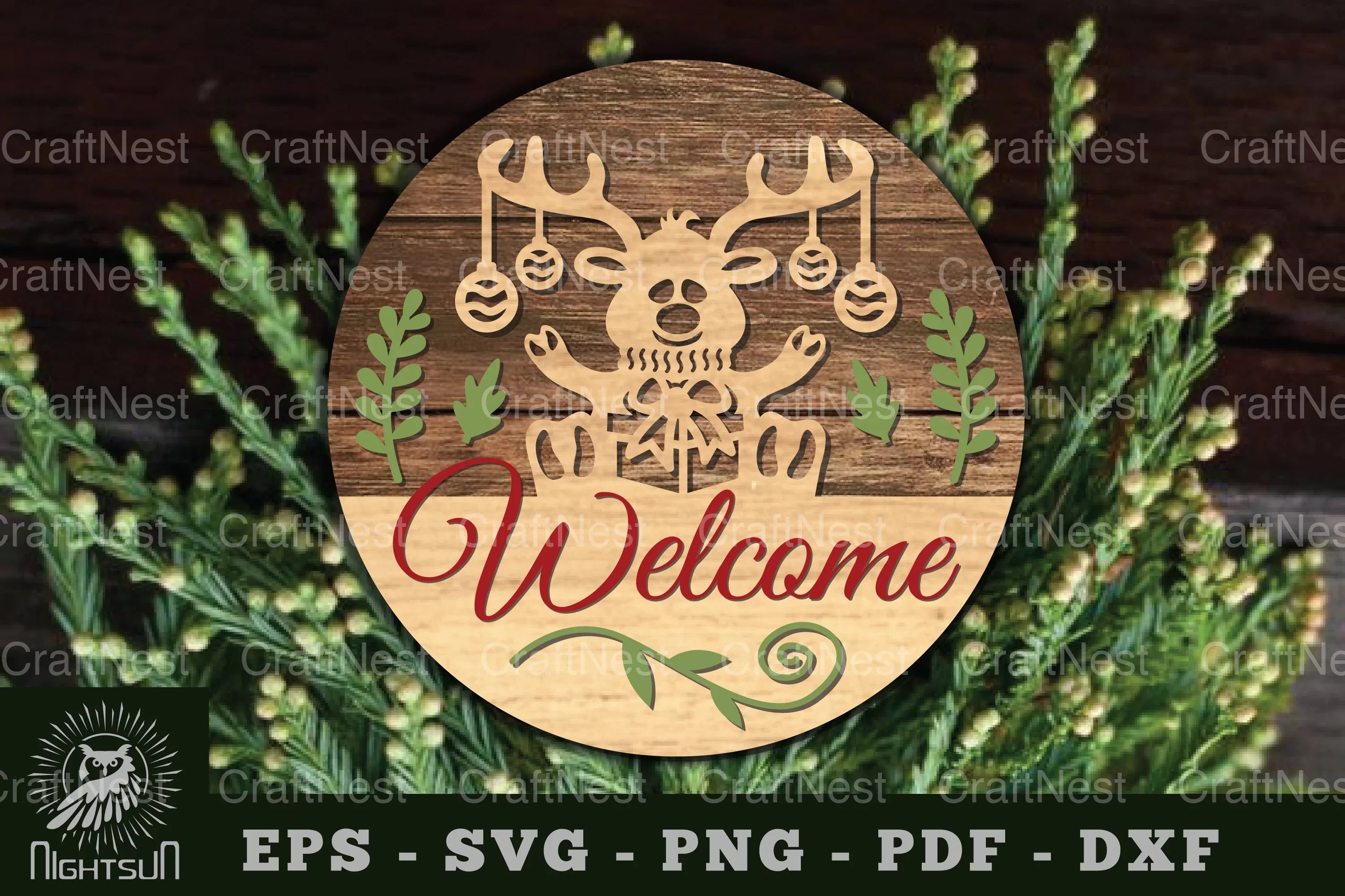 Welcome Round Laser Cut Sign Clipart Bundle