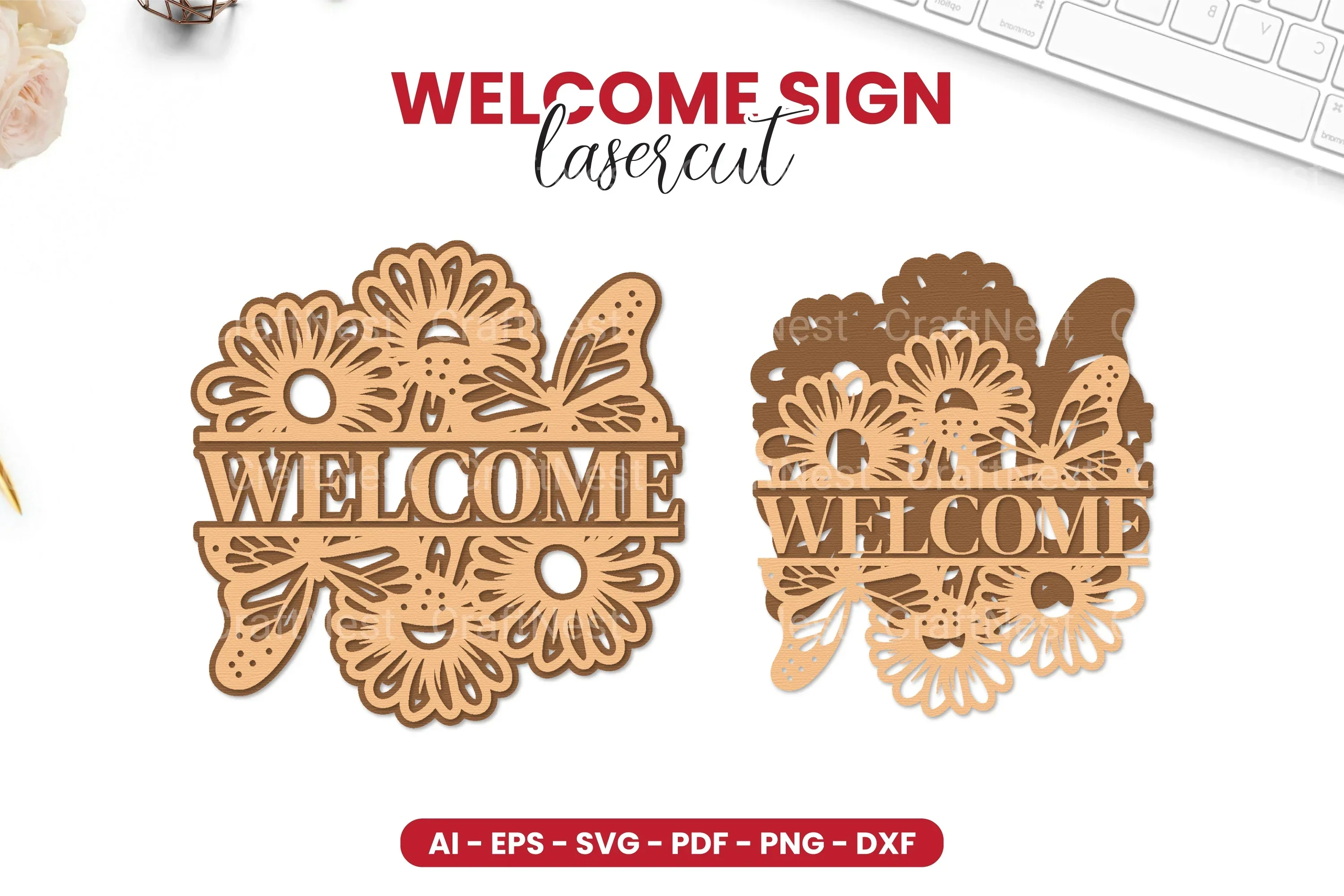 Welcome Sign Laser Cut SVG Bundle