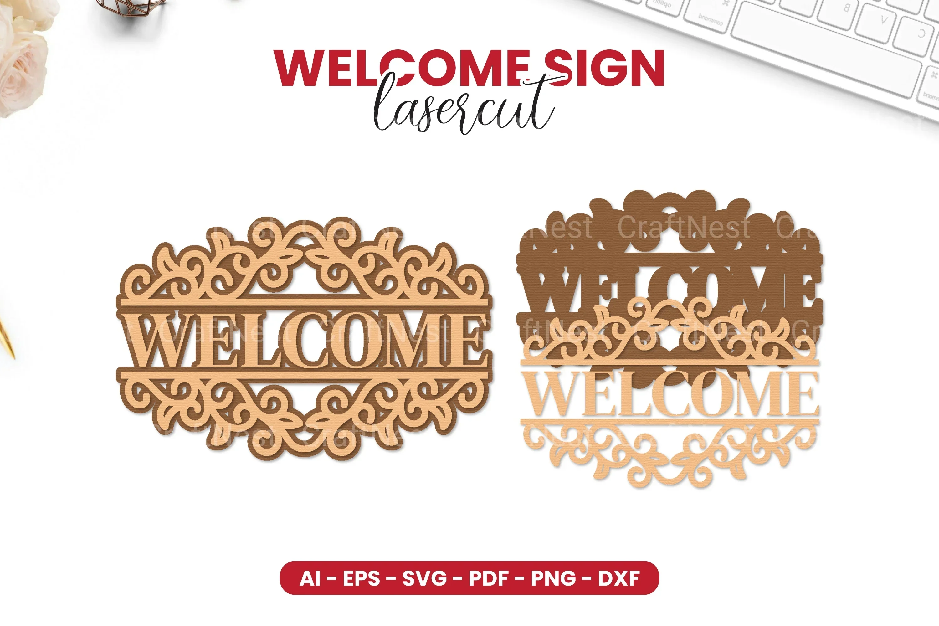 Welcome Sign Laser Cut SVG Bundle