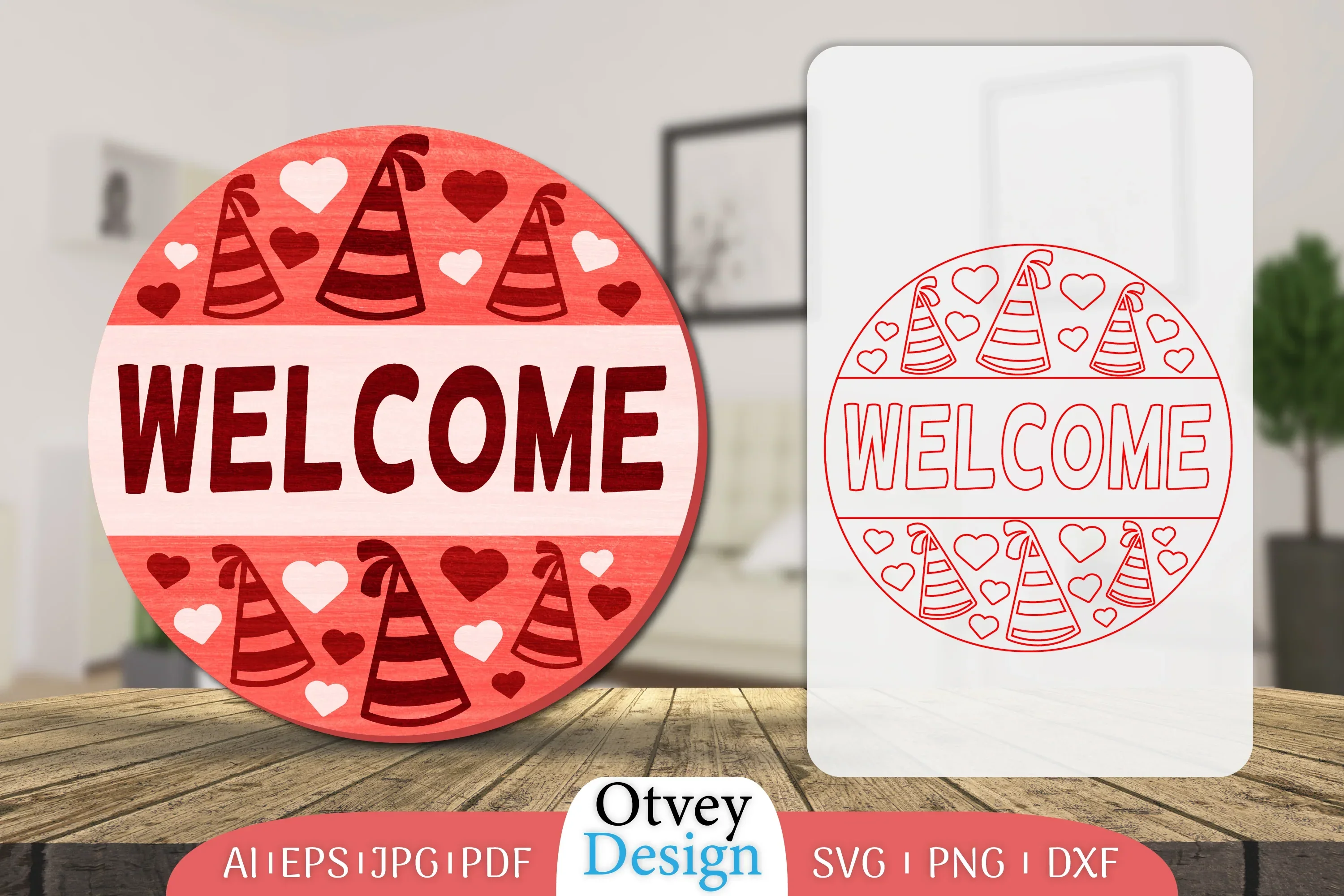 Welcome Sign Valentine Door Lasercut SVG Bundle