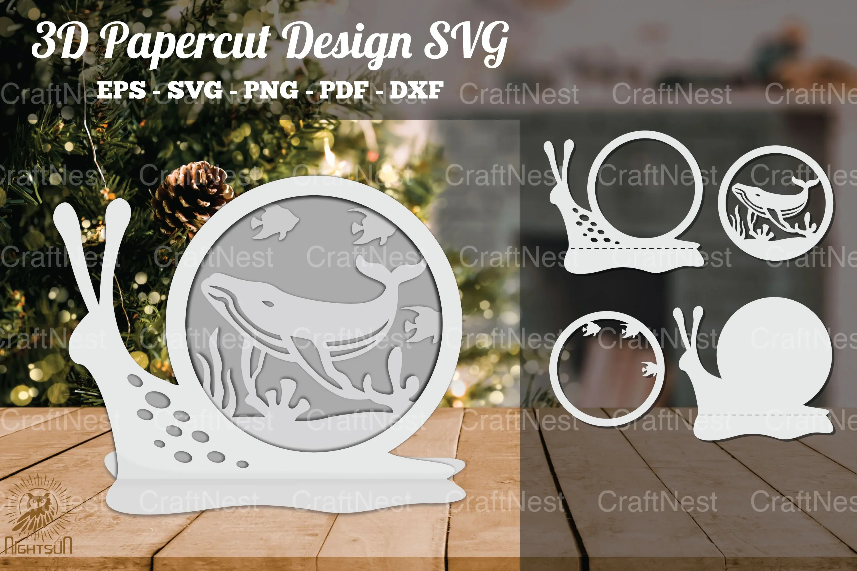 Whale 3D Papercut Design Clipart Bundle