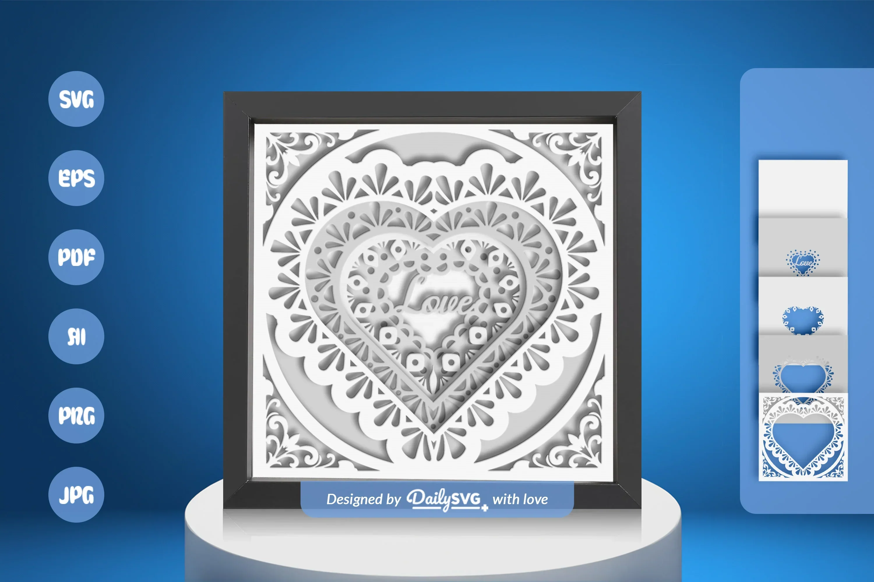 White Love Mandala Papercut SVG Bundle