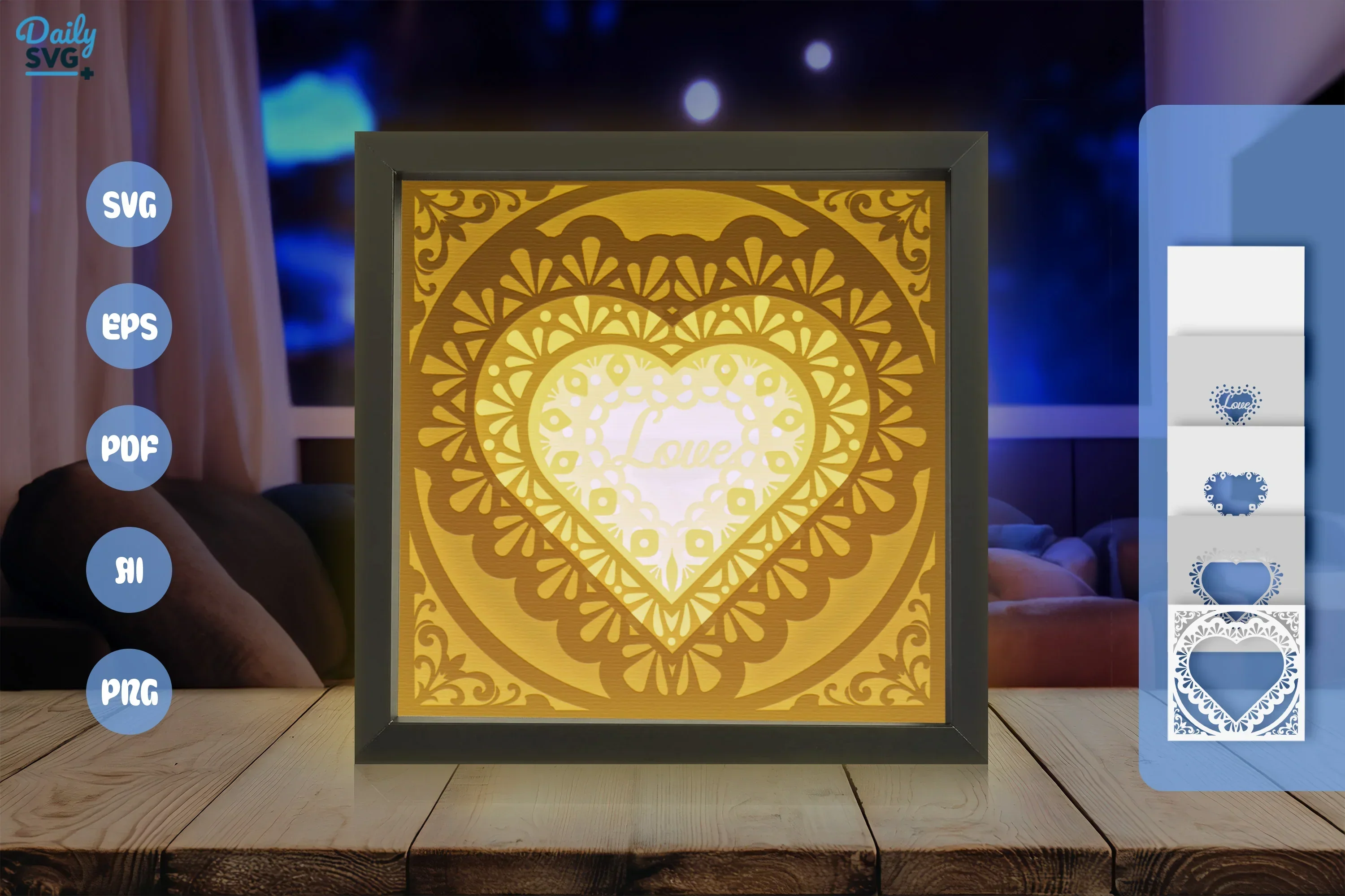 White Love Mandala Papercut SVG Bundle - Image 3