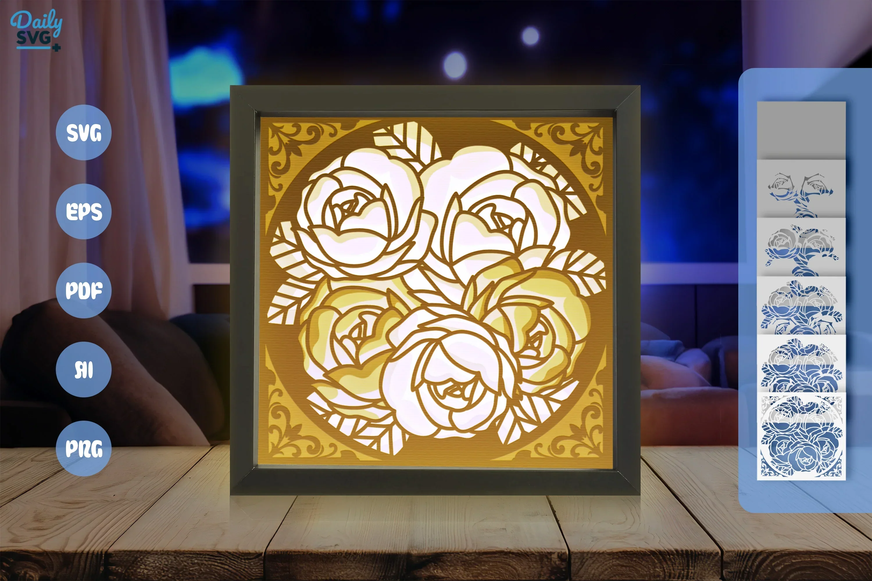 White Roses Papercut SVG Bundle - Image 3