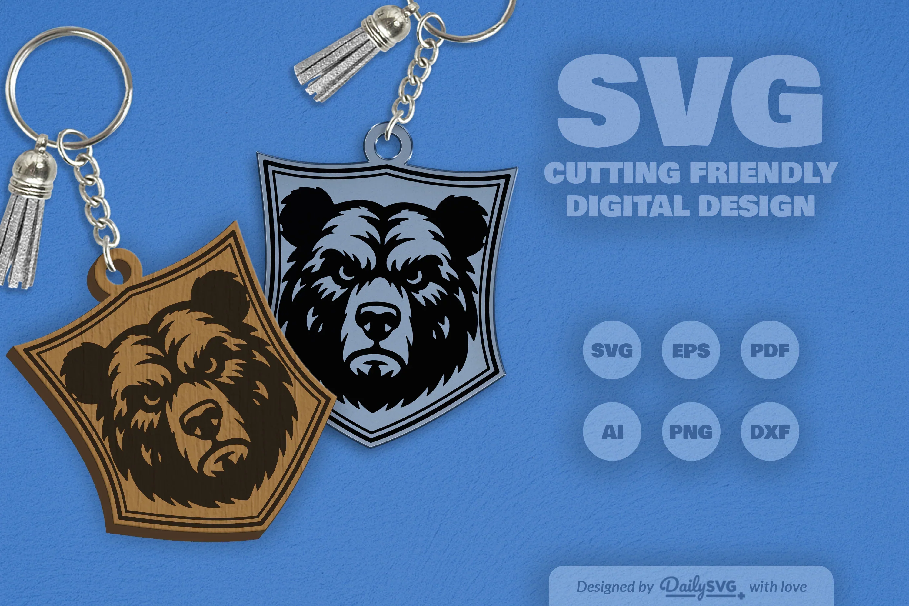 Wild Animal Keychain Laser Cut Clipart Daily SVG Bundles - Image 2