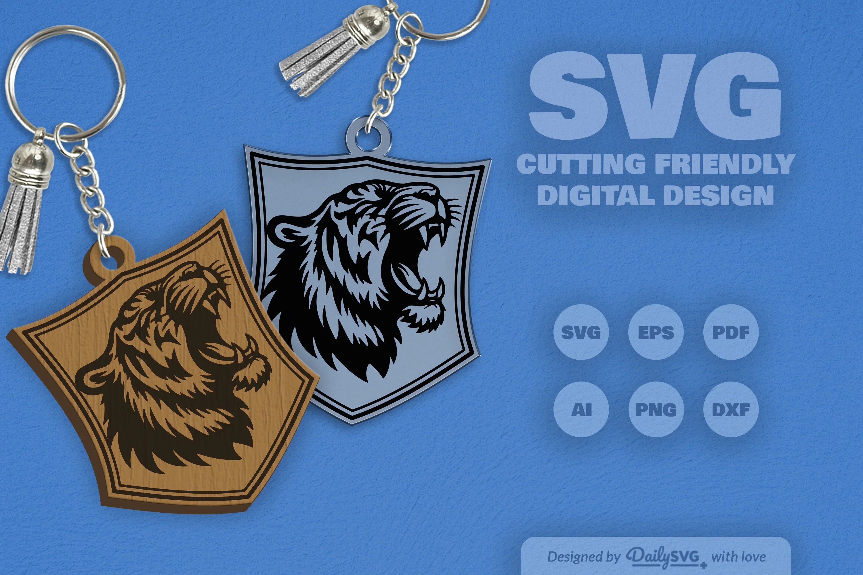 Wild Animal Keychain Laser Cut Clipart Daily SVG Bundles - Image 8