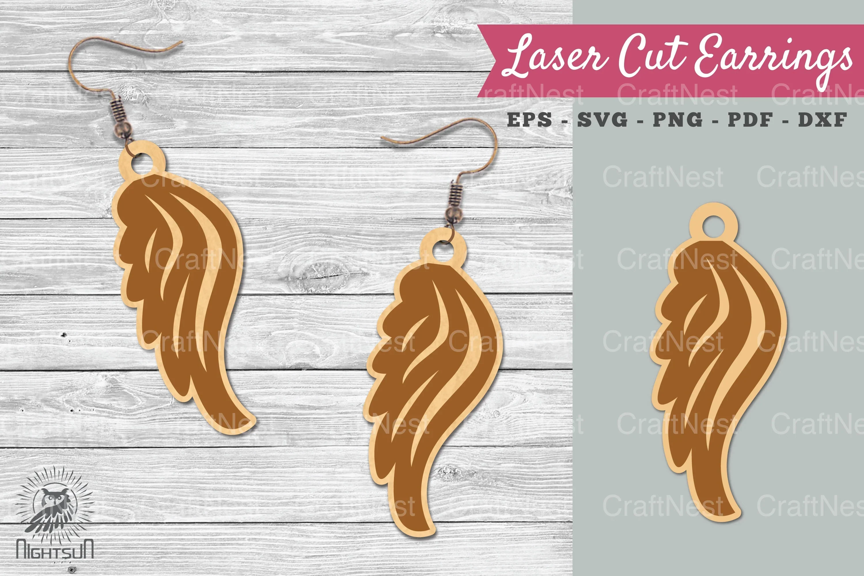 Wing Laser Cut Earrings SVG Bundle