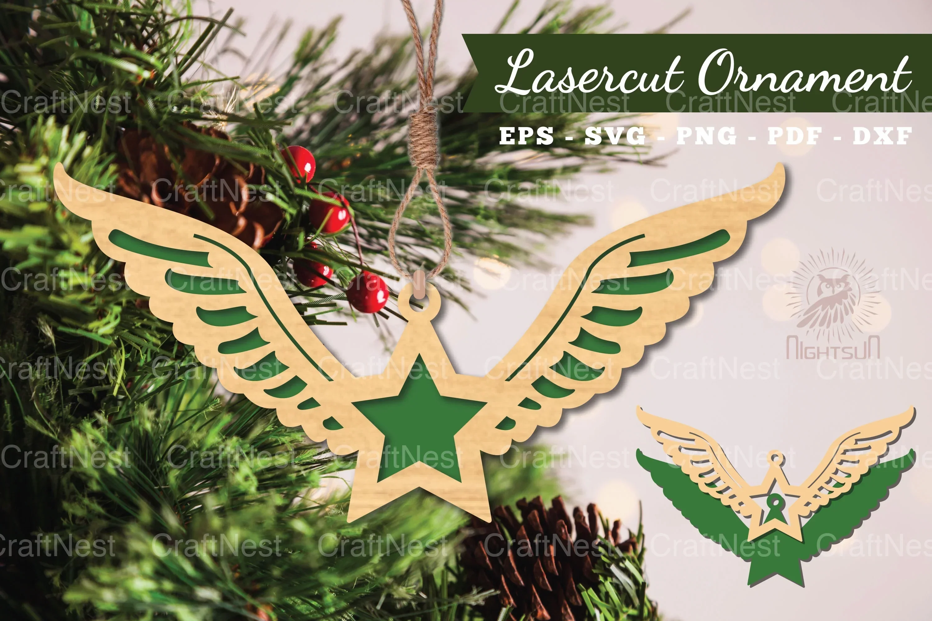 Wings Star Laser Cut Ornament Clipart Bundle