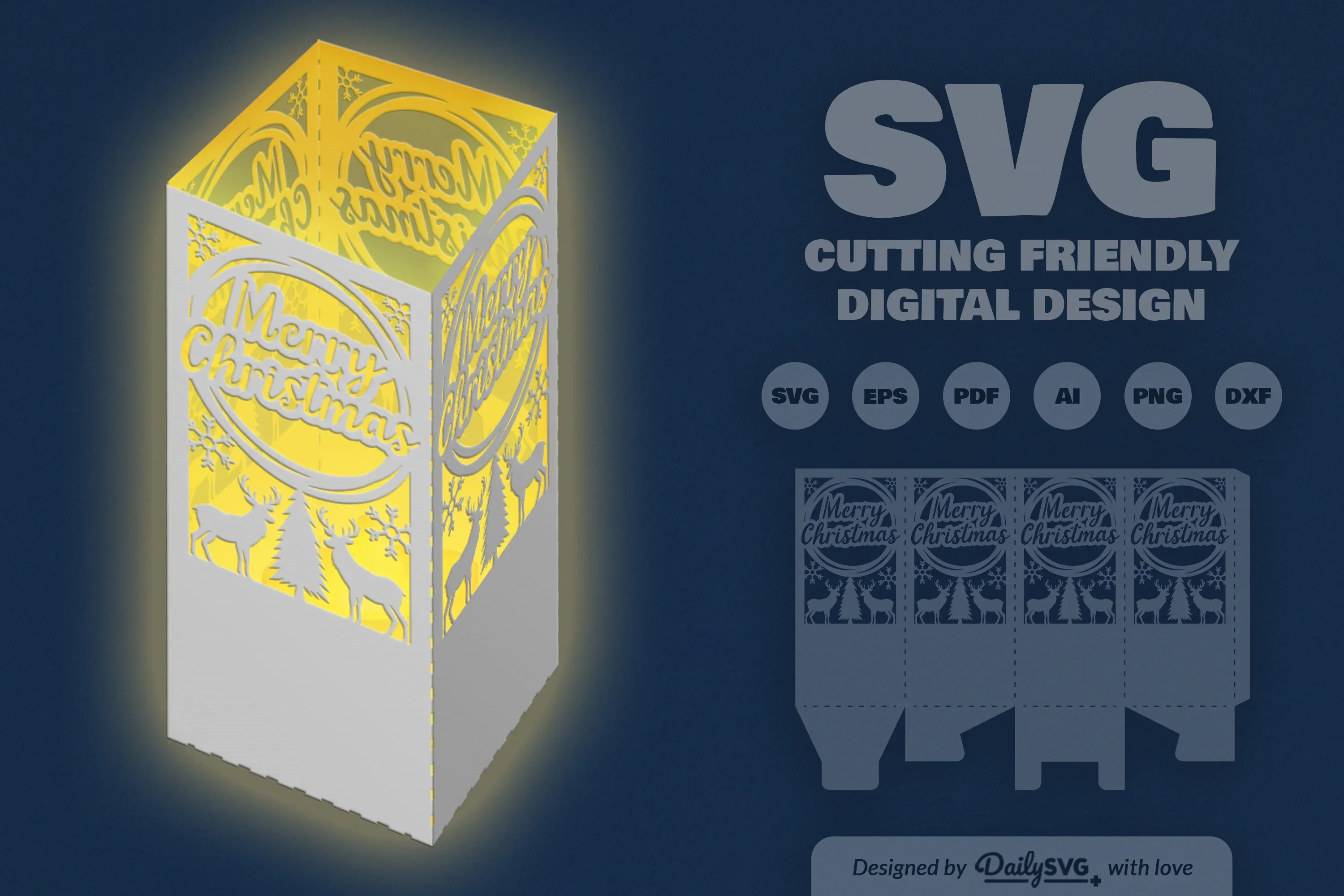 Winter Deer Christmas Papercut SVG Bundle - Image 2