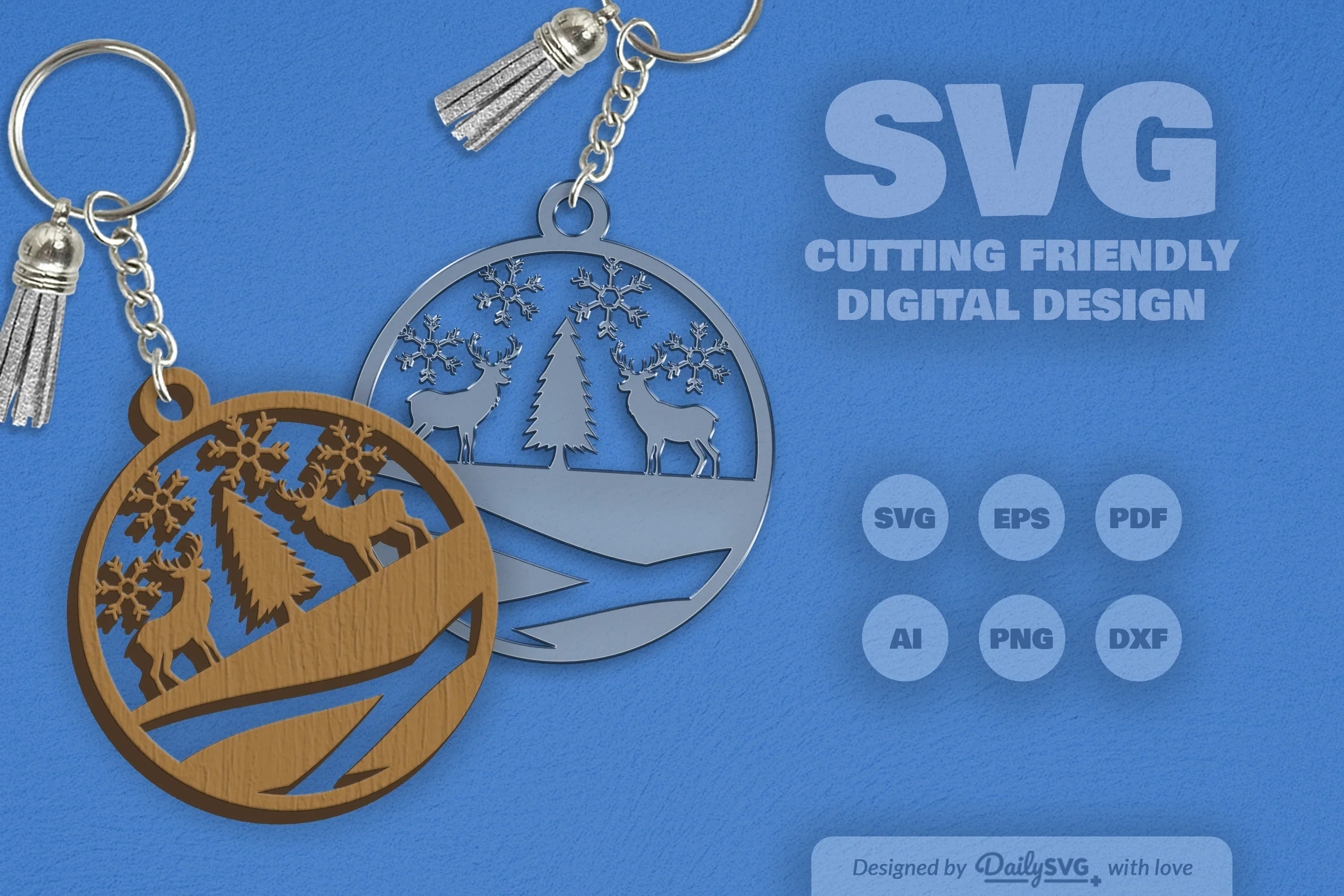 Winter Deer Keychain Clipart SVG Bundle - Image 4