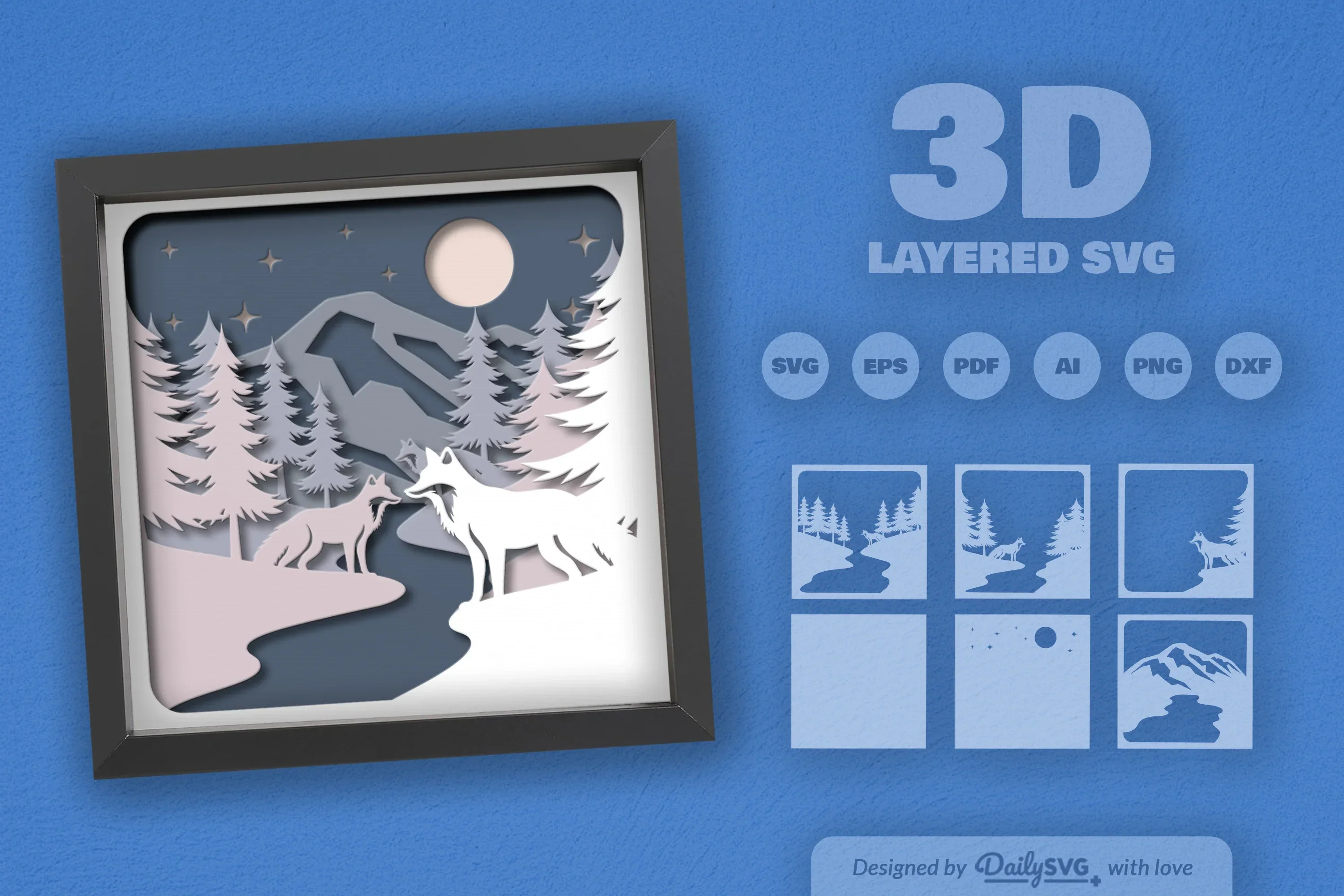 Winter Fox Papercut SVG Bundle - Image 2