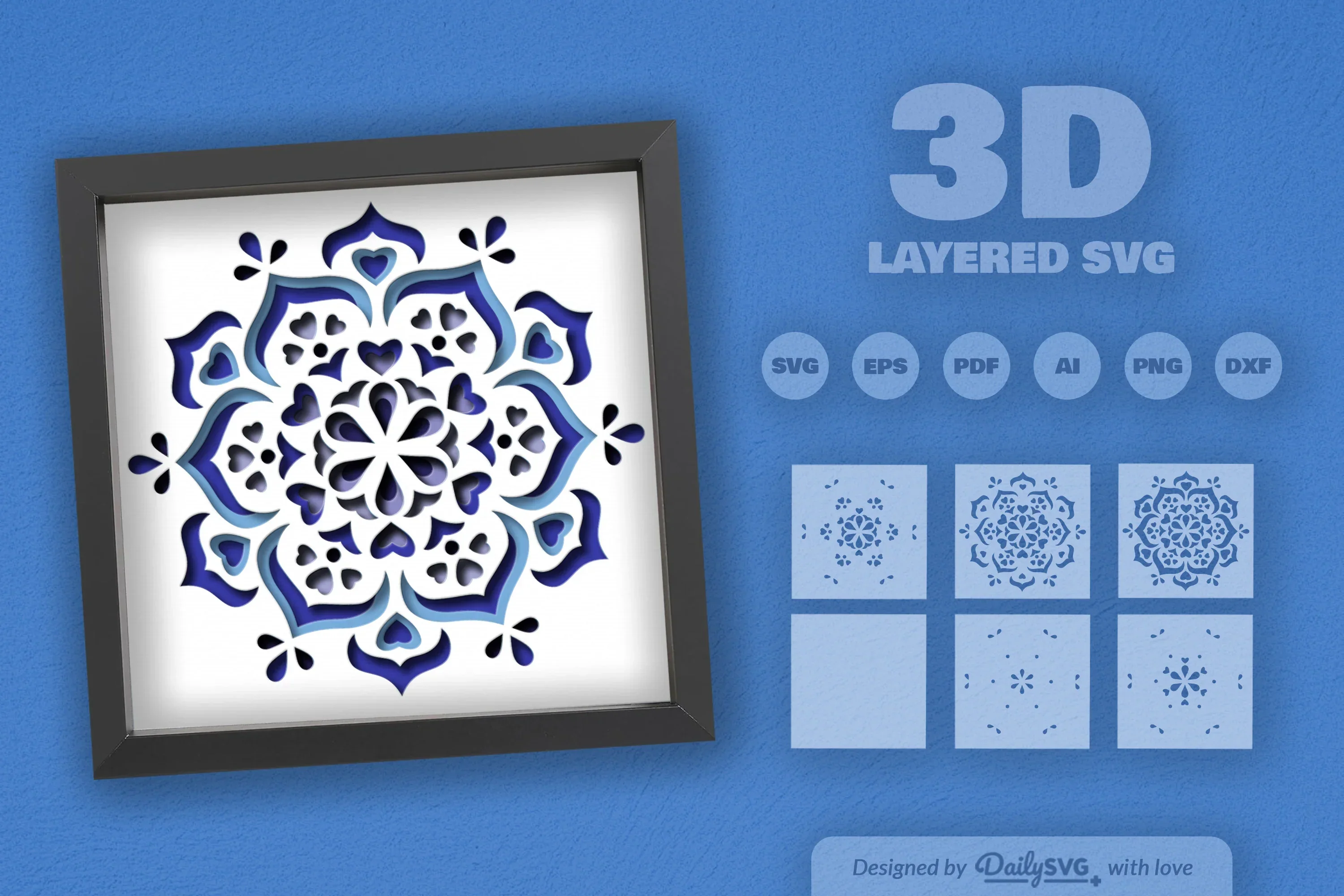 Winter Heart Mandala Papercut SVG Bundle - Image 3