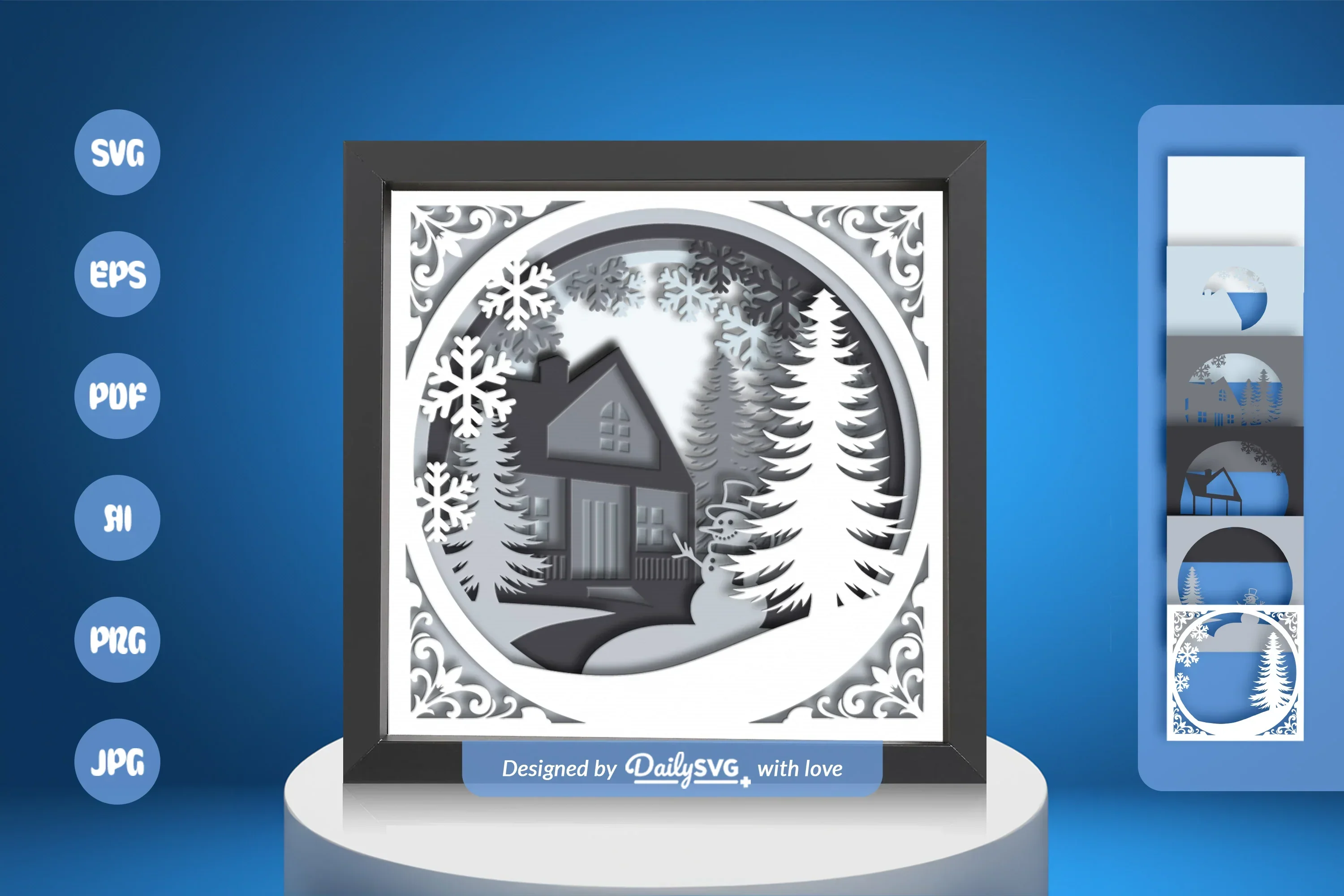 Winter House Papercut SVG Bundle