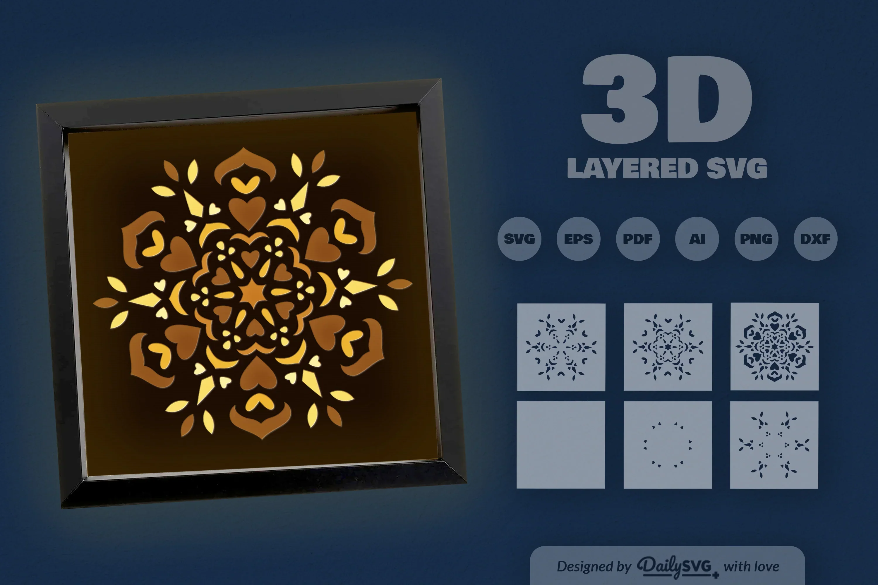 Winter Love Mandala Papercut SVG Bundle - Image 2