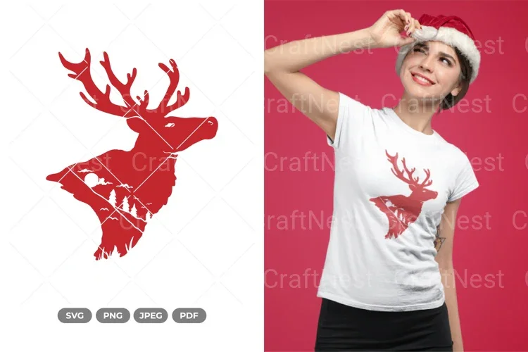 Winter Reindeer Scene SVG Bundle