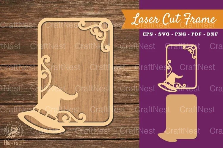 Witch Hat Laser Cut Frame Clipart Bundle