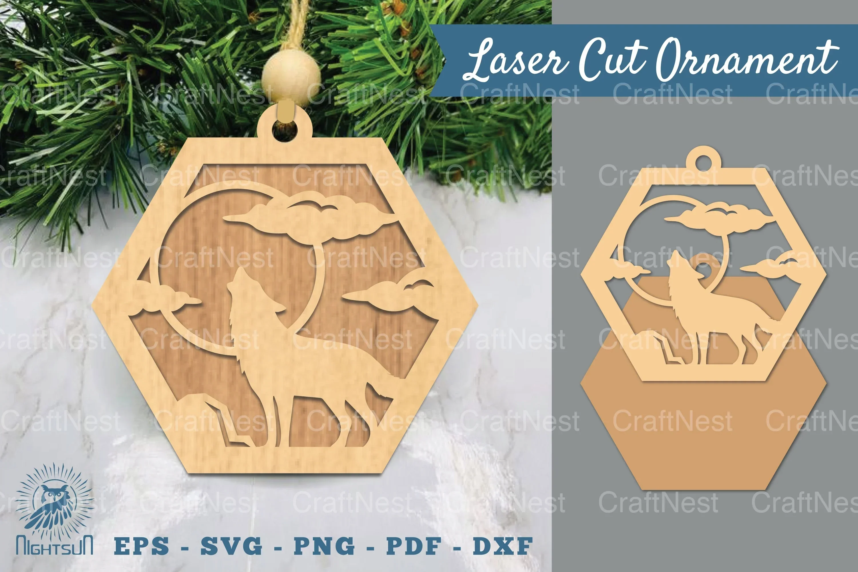 Wolf Laser Cut Ornament SVG Bundle