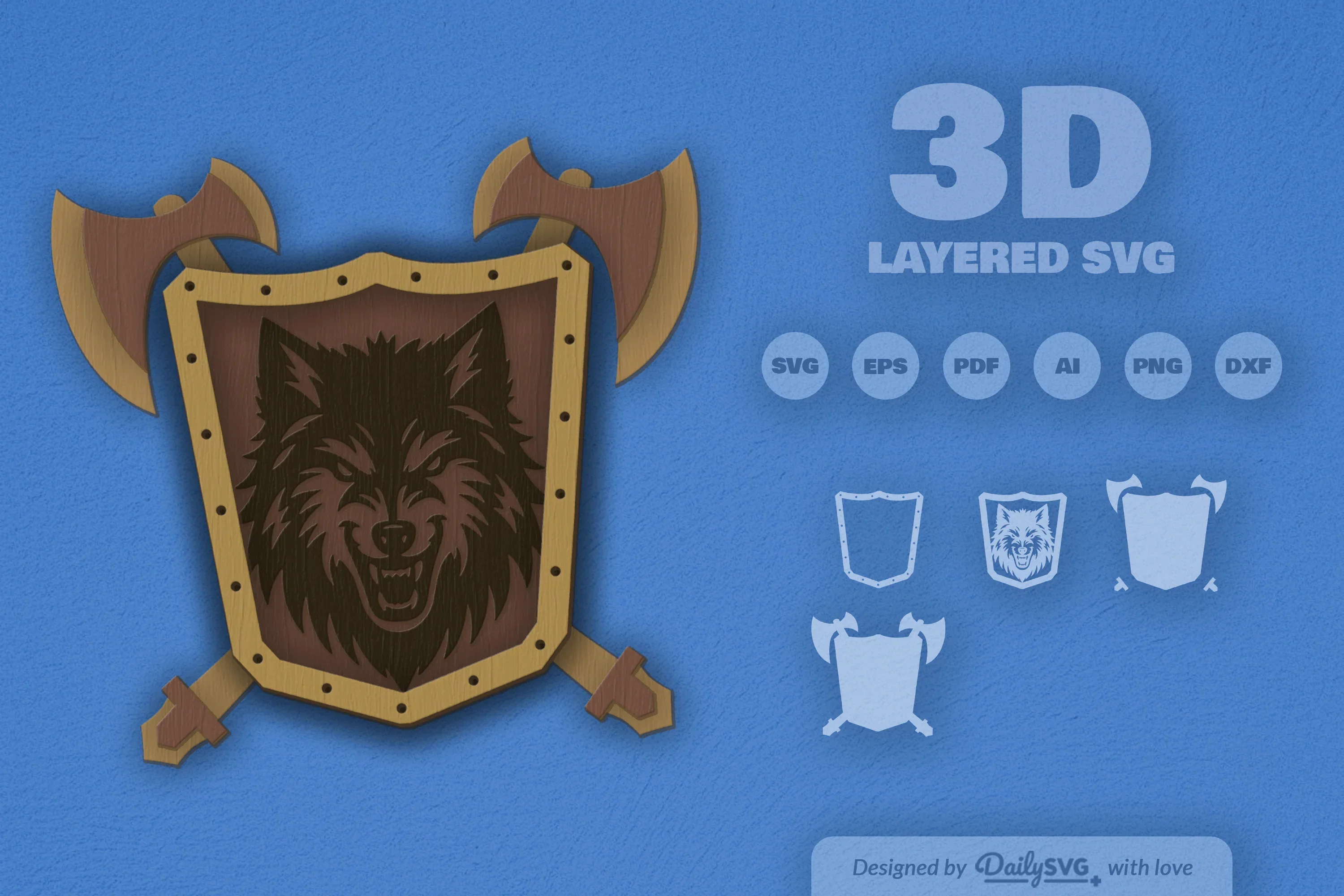 Wolf Shield Laser Cut SVG Bundle - Image 2
