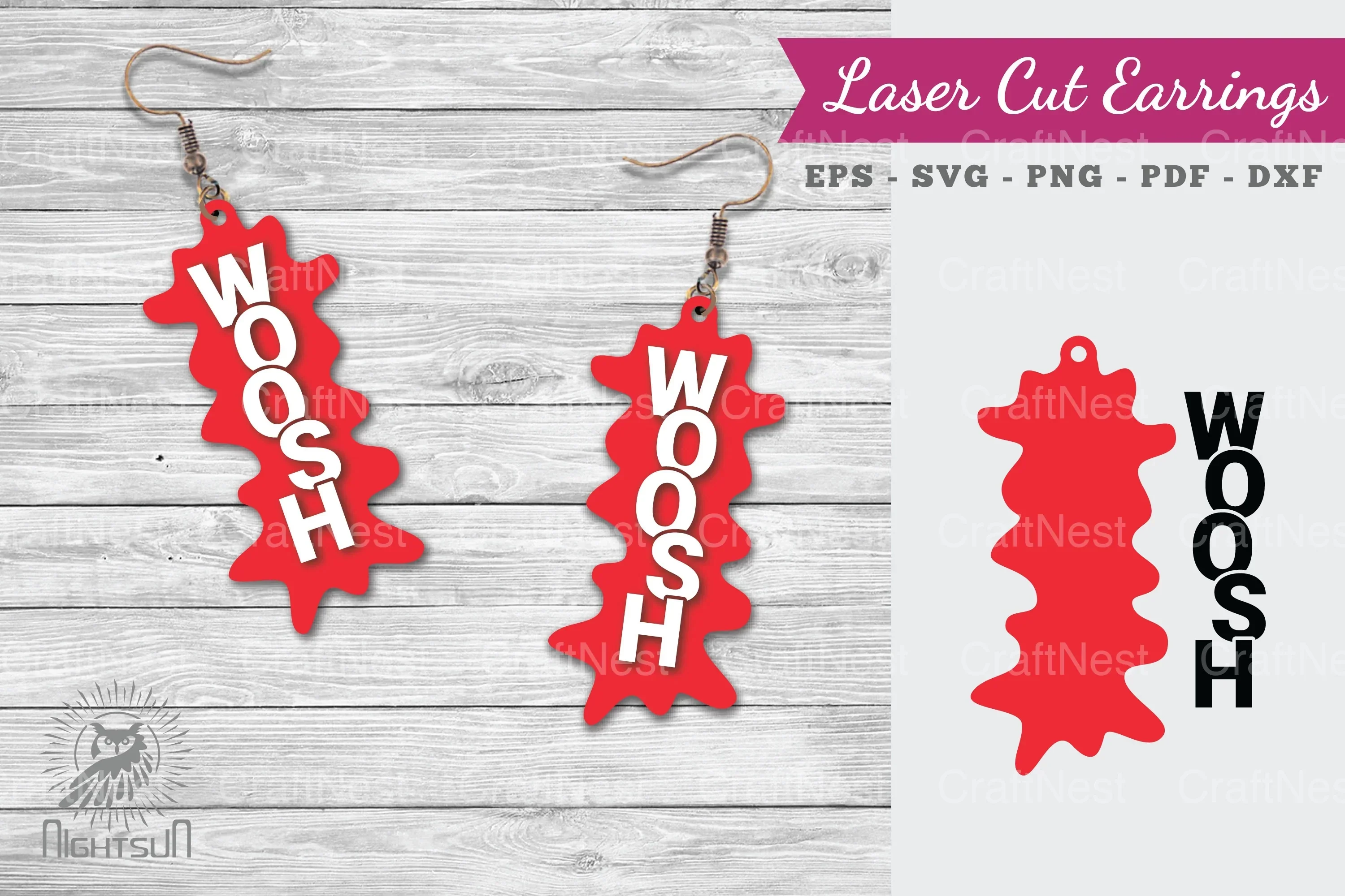 Woosh Laser Cut Earrings SVG Bundle