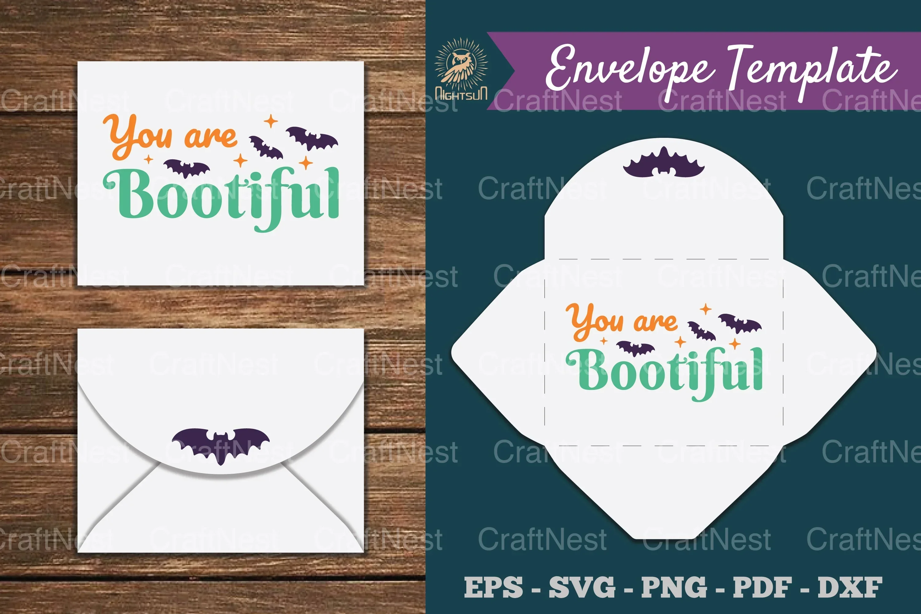 You Are Bootiful Envelope Template SVG - Clipart Bundle