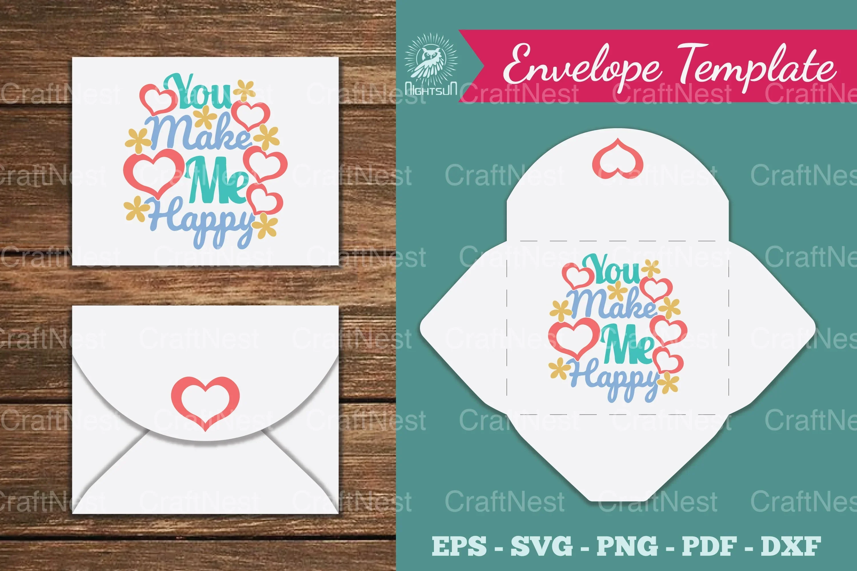 You Make Me Happy Envelope Template Clipart Bundle