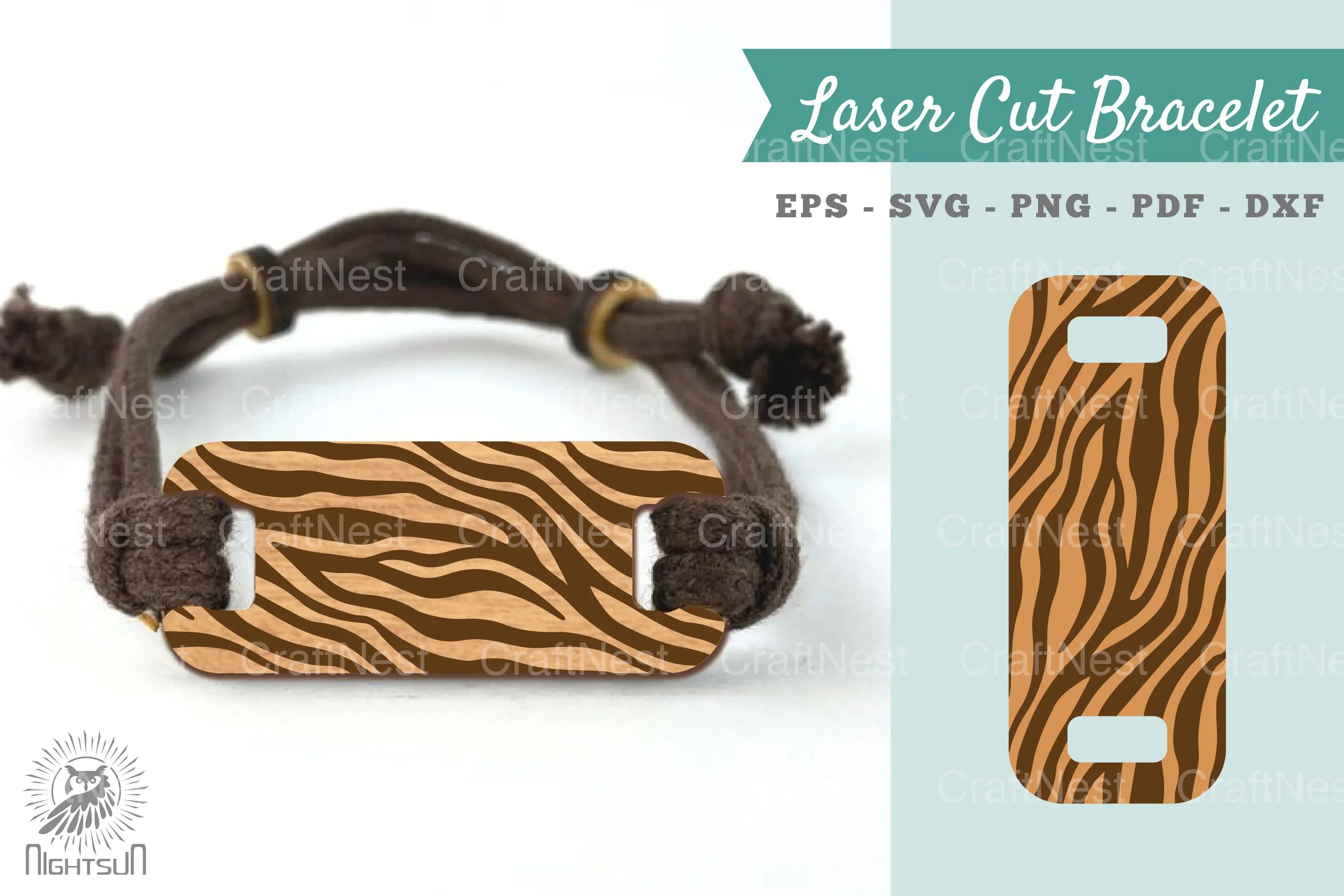 Zebra Texture Laser Cut Bracelet Design Bundle