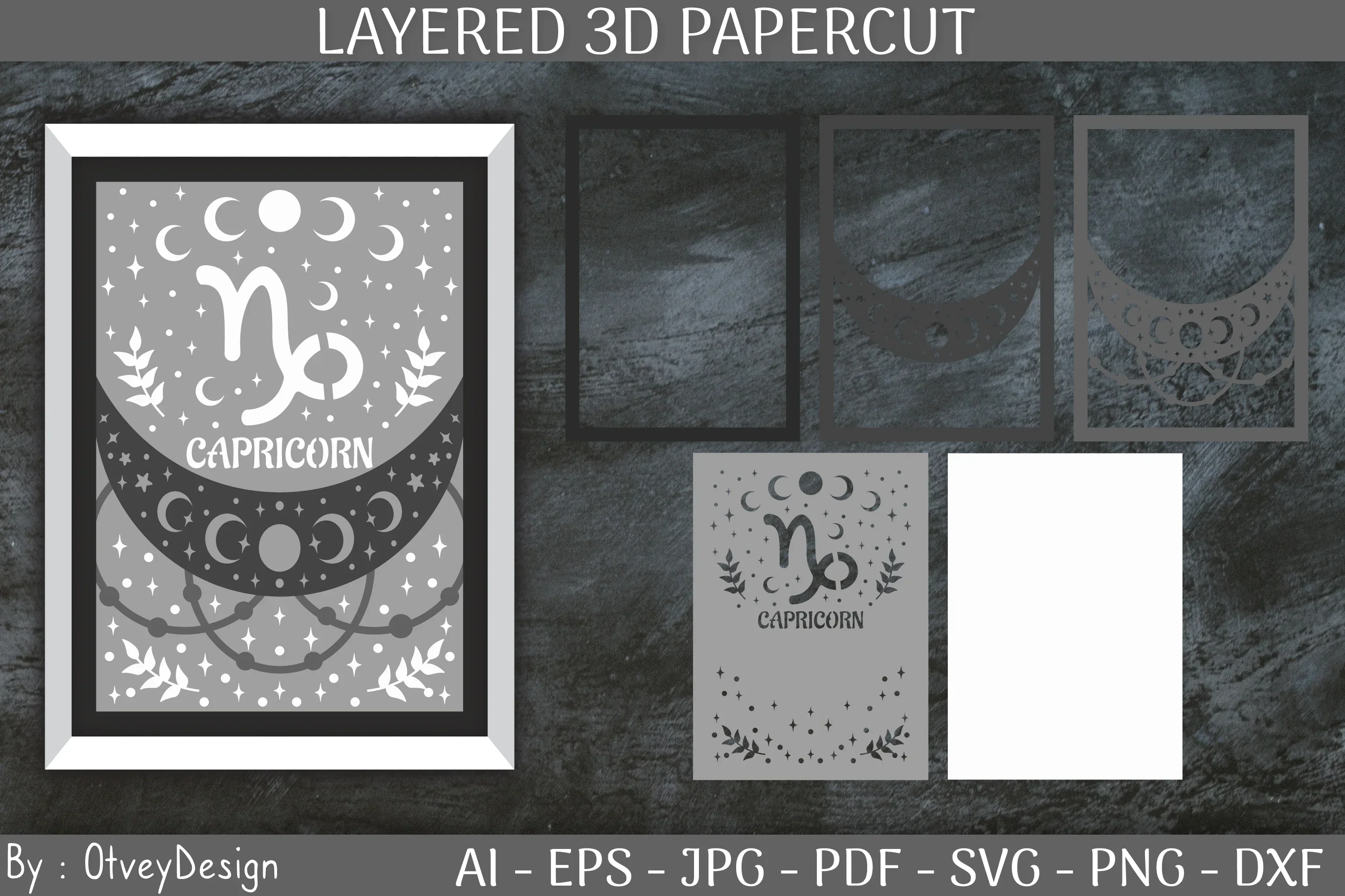 Zodiac Signs Celestial 3D Layered Papercut SVG Bundle